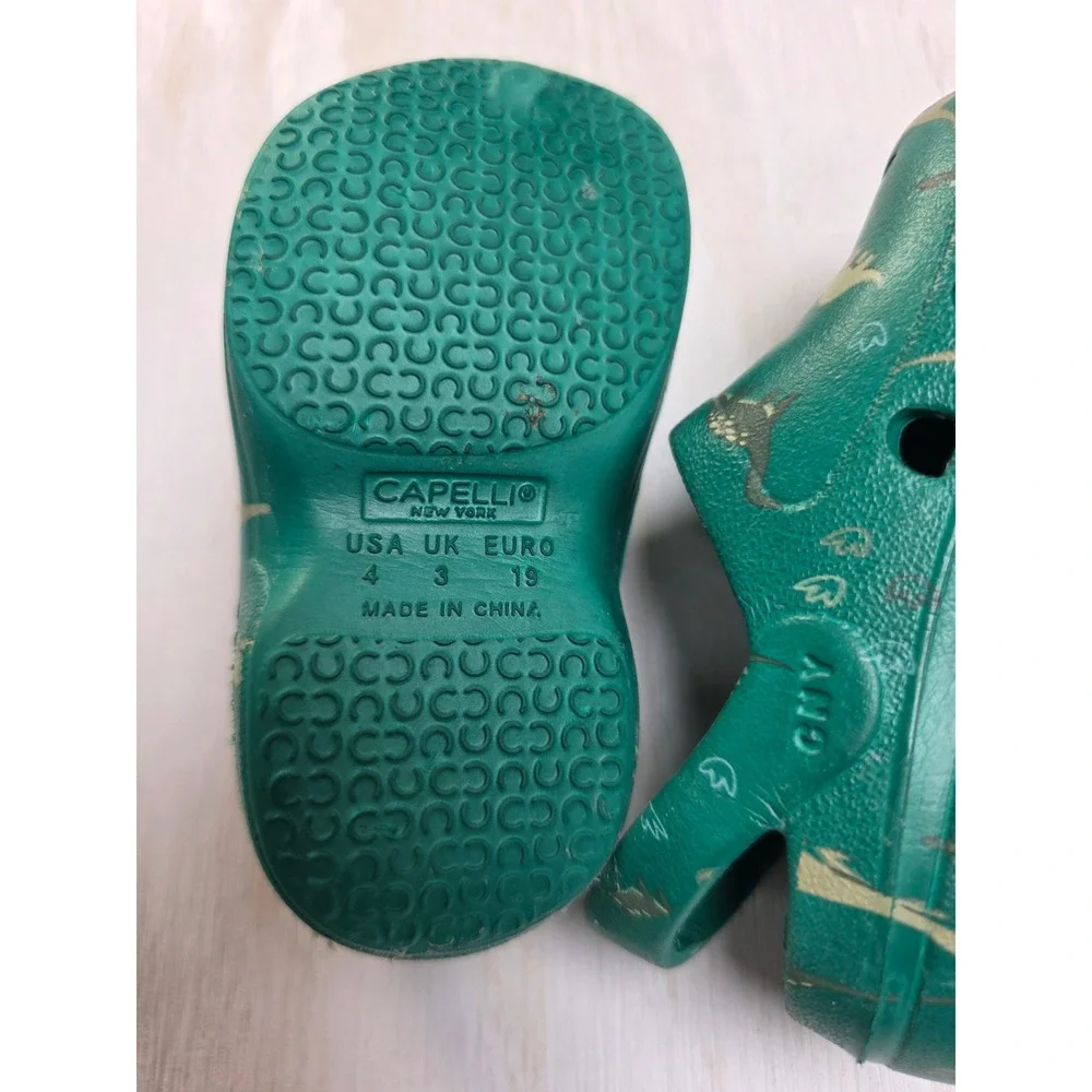 Capelli New York Toddler Boys Green Dinosaur Print Clogs Shoes Size 4 Classic